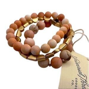 Universal Threads Goods Co Stackable Bracelets – Set of 3 Genuine Stone & Metal